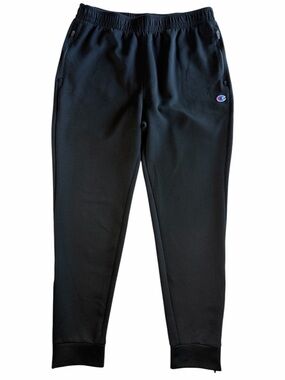 Champion Jogger Pants Women Medium Black Zipper Pockets Ankle Zips Elastic Waist